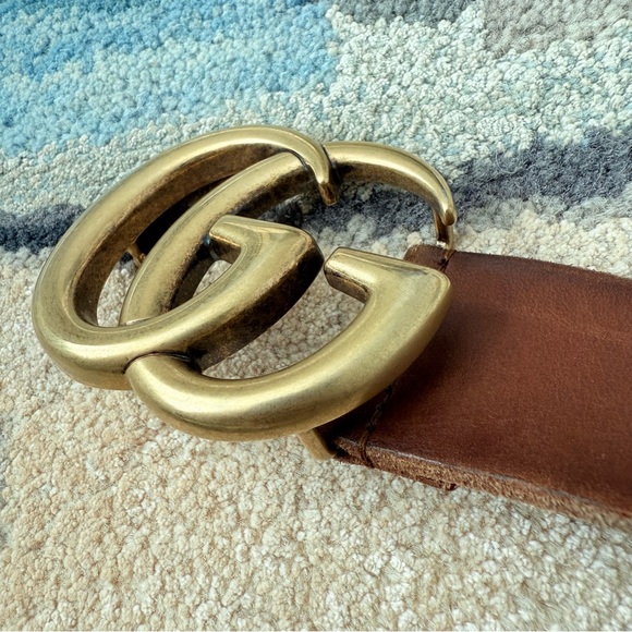Gucci GG Marmont Wide Belt Gold/Cognac - Picture 6 of 7